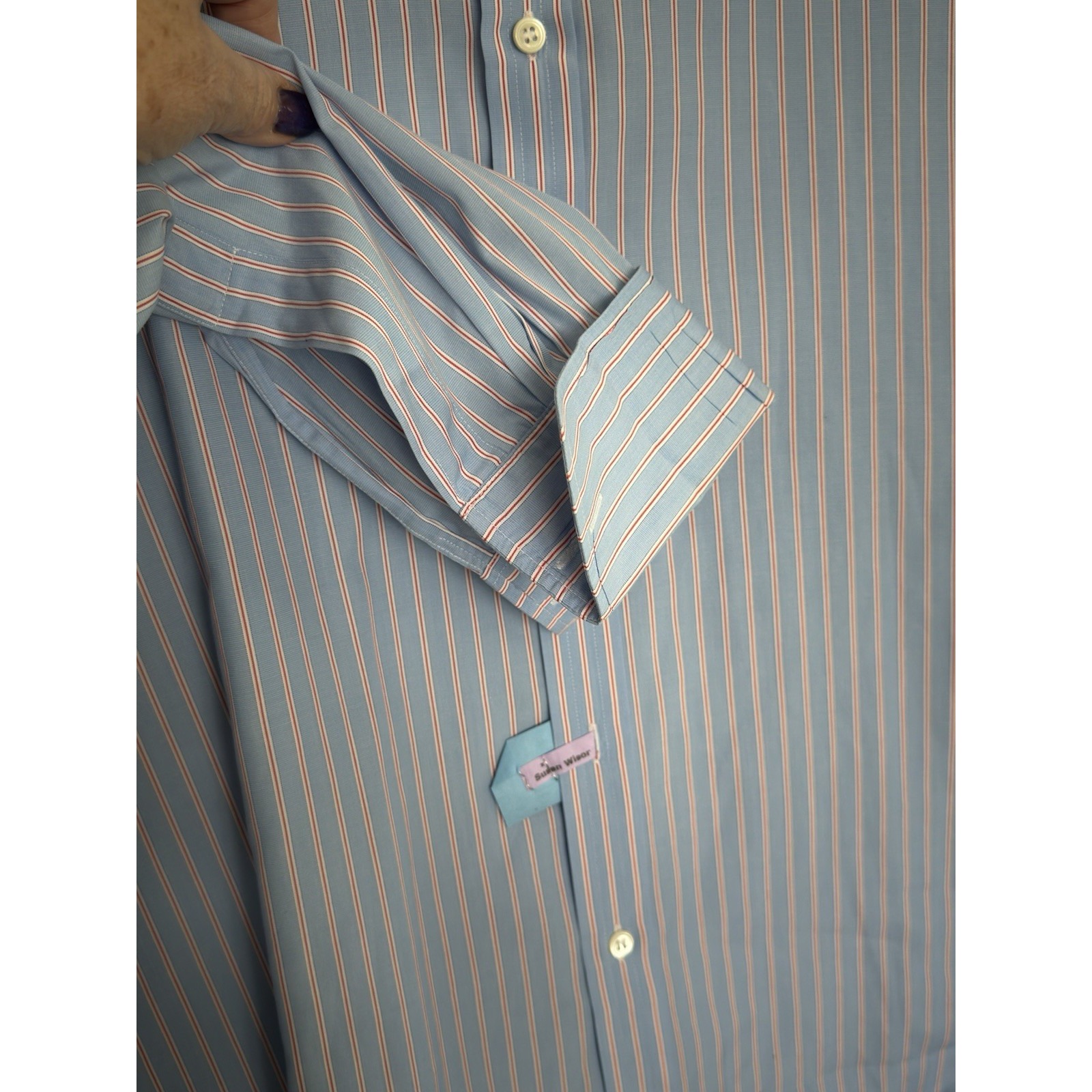 Vintage Hilditch & Key Dress Shirt French Cuff Made In Gr. Britain Size 17.5/44 — image 5 of 5